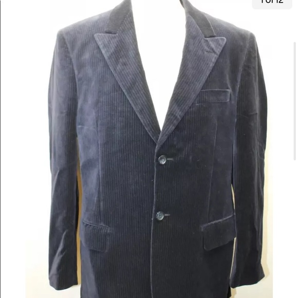 Perry Ellis Men Blazer Navy Blue Corduroy 2 Buttons 40R 100% Cotton - Picture 2 of 11